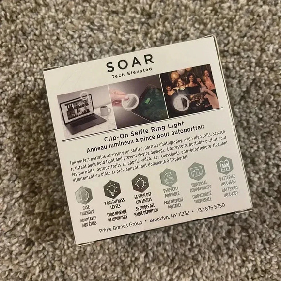 Soar Tech Elevated Clip-On Selfie Ring Light White NWT - Picture 2 of 4